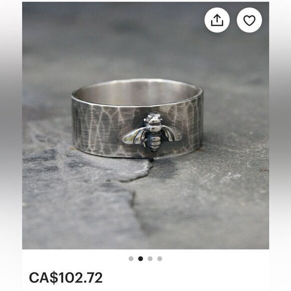 Kira Ferrer 925 Sterling Silver Bee Wide Band Ring - Picture 8 of 8